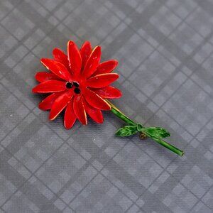 Vintage Scarlet Vermillion Floral Brooch, Original by Robert - G51